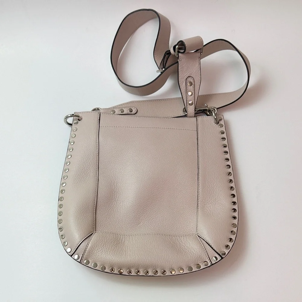 Isabel Marant Oskan Studded Grainy Leather Elegant Pearl Shoulder Bag‎